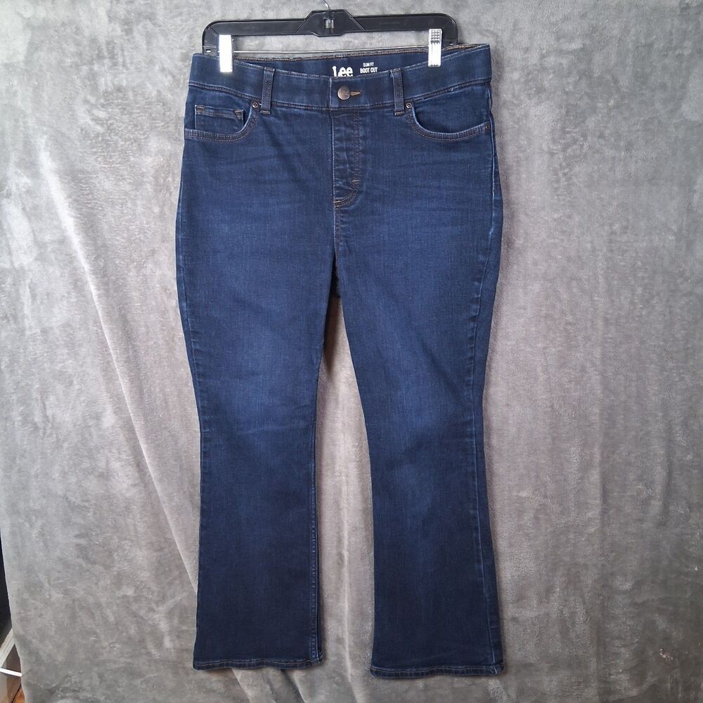 Lee Womens‎ Hi Rise Slim Fit Sculpting Pull On Bootcut Jeans Size 14P Inseam 27